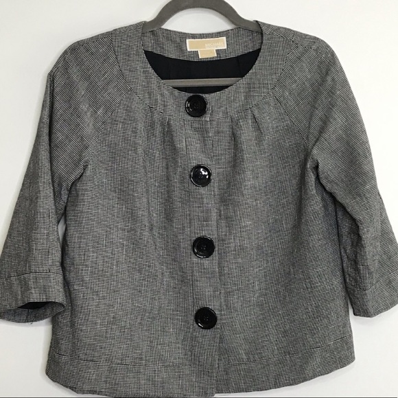 Michael Kors blazer XS jacket black white plaid - Picture 1 of 6
